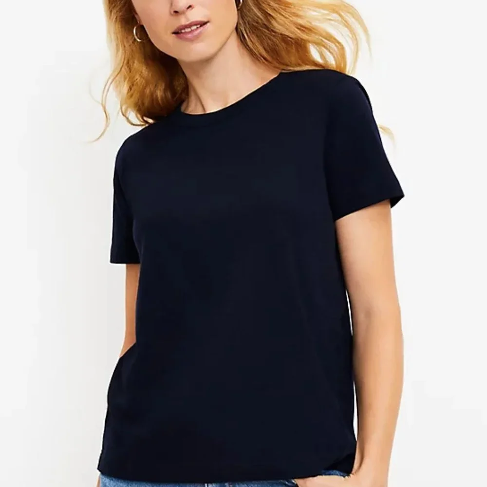 NEW NWT Loft Everyday Crew Tee Size: XS Color: True Cornflower - Picture 2 of 3